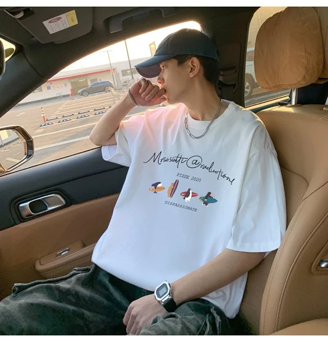 Men's Summer Trendy Oversized Cotton Tee Detail