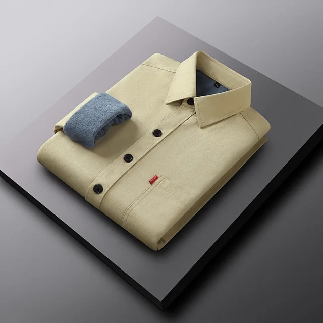 Men's Fleece-Lined Cotton Winter Work Shirt Detail