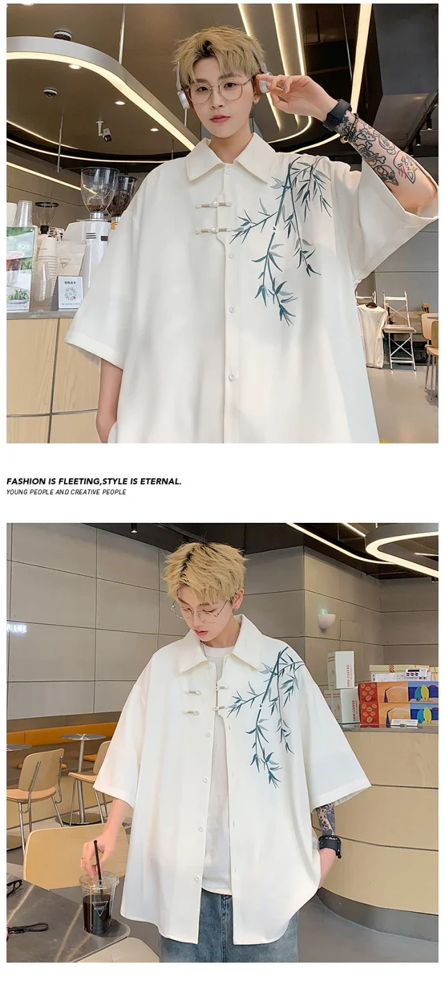 Men's Summer Oversize New Chinese Shirt Detail