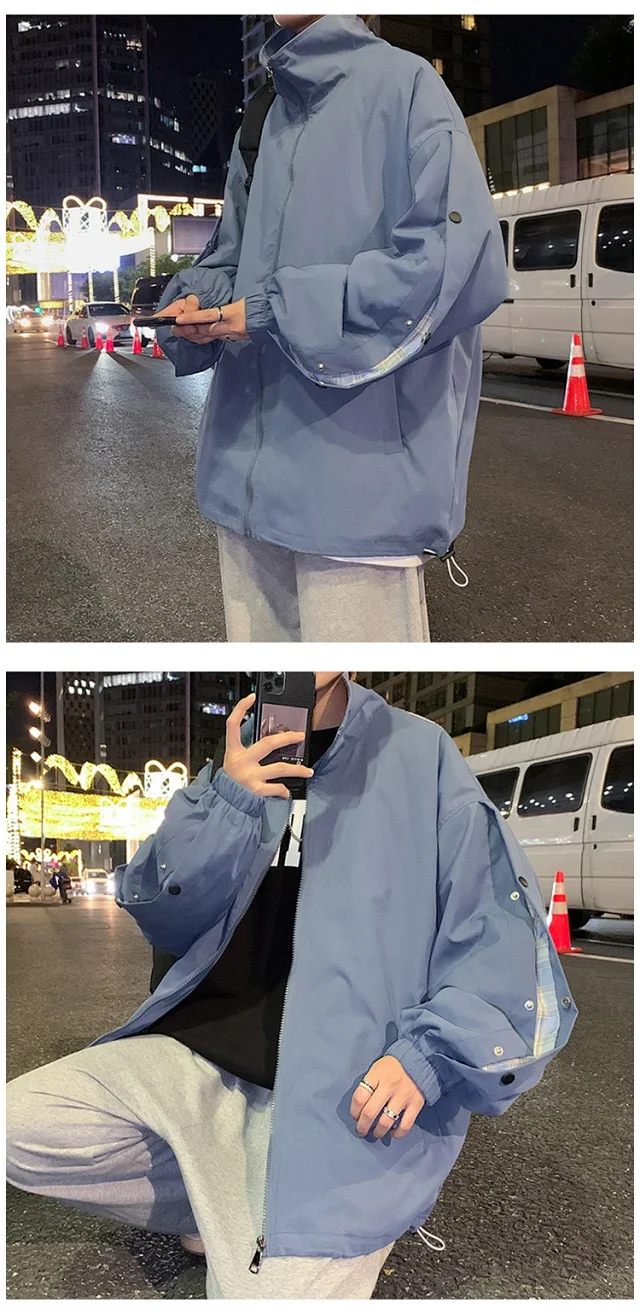 Men's Snap Button Hiphop Pilot Jacket Detail