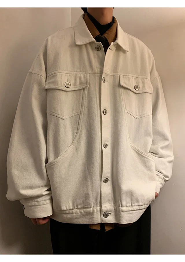 Men's Korean Relaxed Cotton Denim Jacket Detail