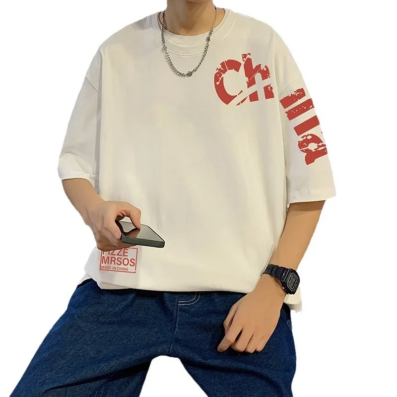 Men's Loose Cotton Tee HK Style