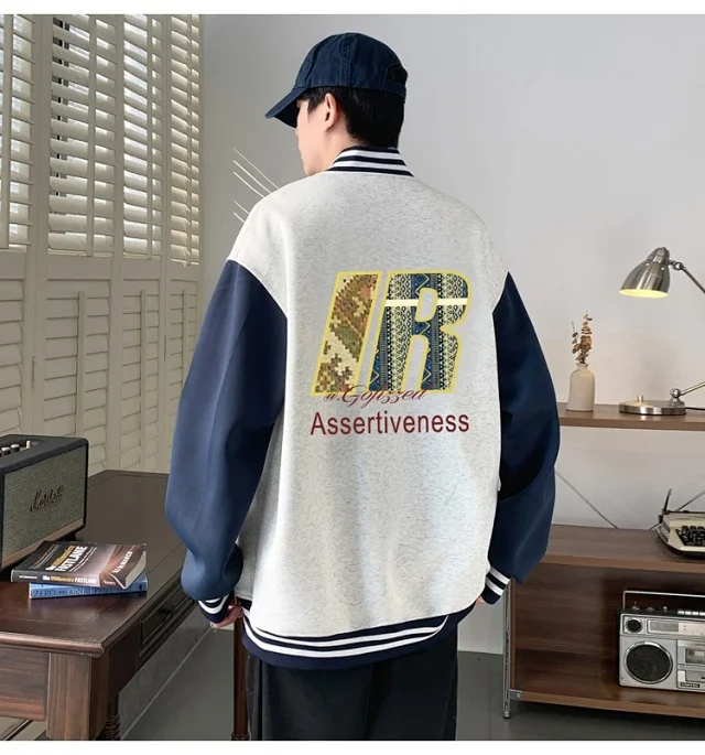 Trendy Men's Oversized Casual Bomber Jacket Detail