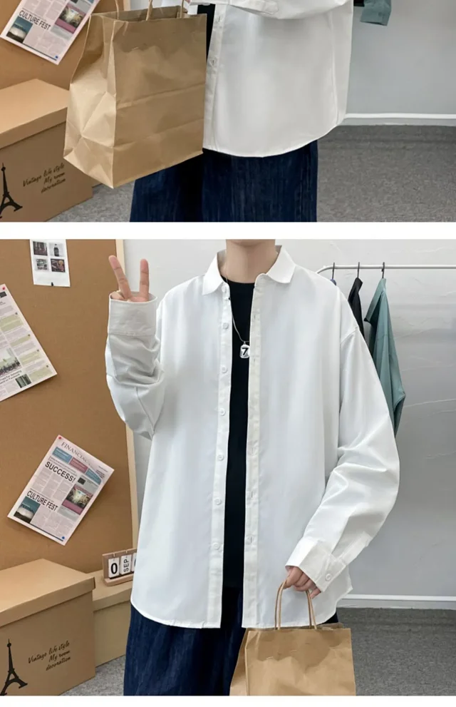 Men's Preppy Autumn Plus Size Shirt Detail