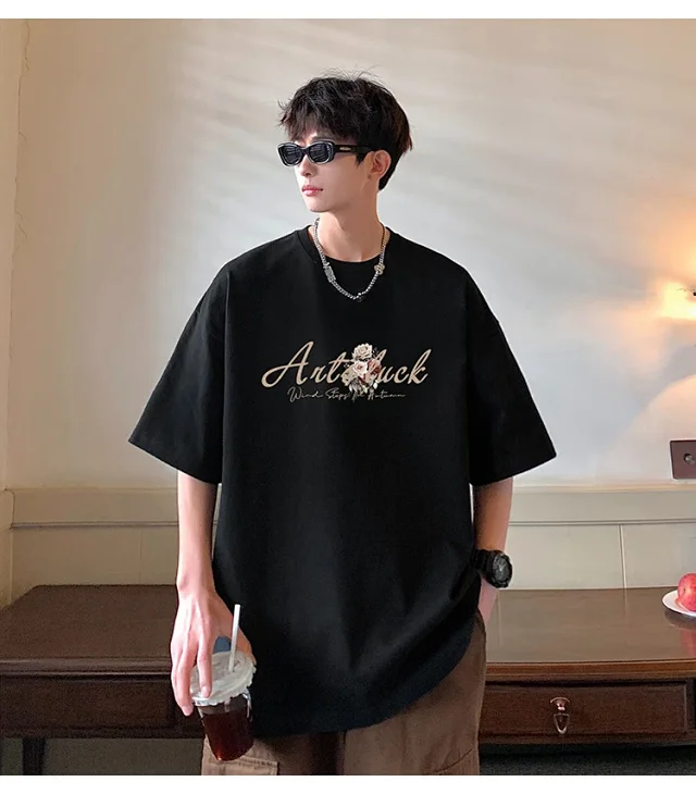 Men's New Summer Oversized Cotton T-Shirt Detail