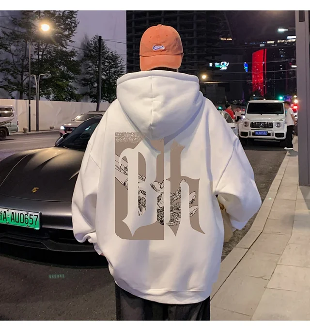 Japanese Hiphop Men's Oversized Cotton Hoodie Detail