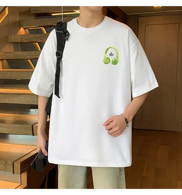 Oversized Men's Cotton Short Sleeve Tee Detail