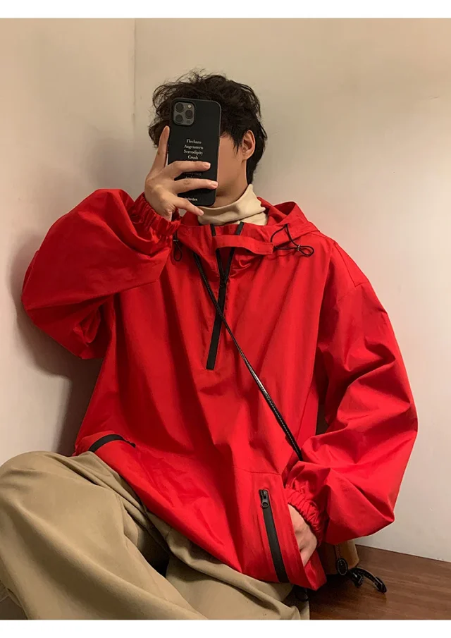 Men's & Youth Hooded Half-Zip Windbreaker Detail