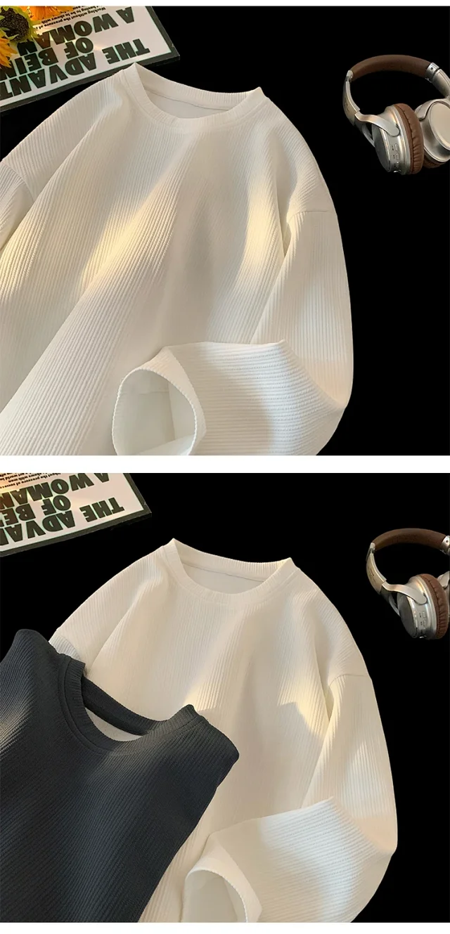 Men's Solid Textured Button-Down Long-Sleeve T-Shirt Detail