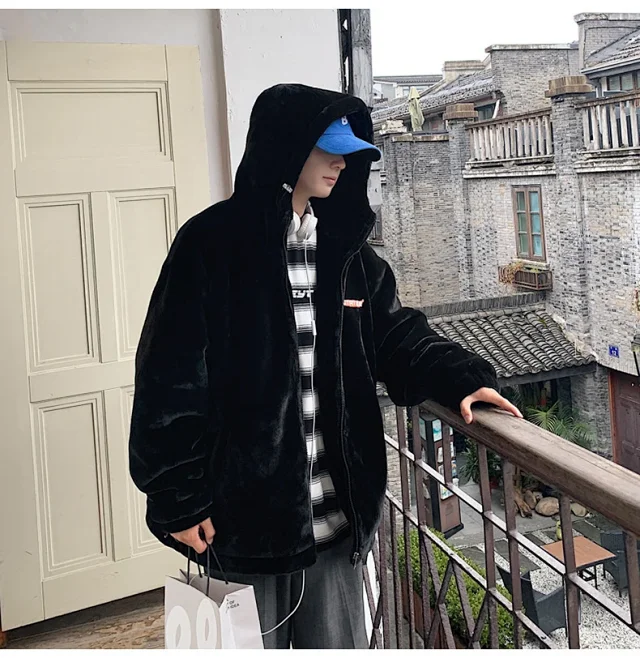Men's Winter Sherpa Fleece Oversized Coat Detail