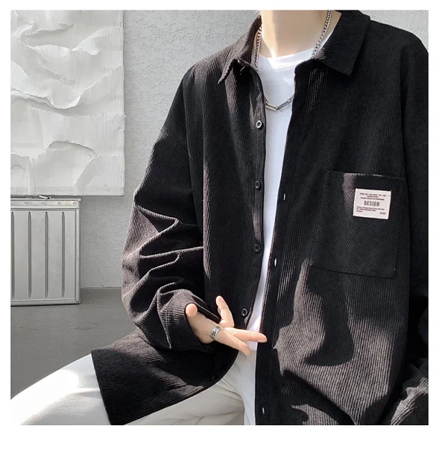 Men's Vintage Corduroy Long Sleeve Shirt Detail