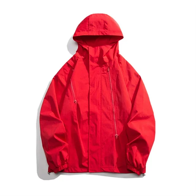 Men's HK Style Loose Hooded Windbreaker Detail