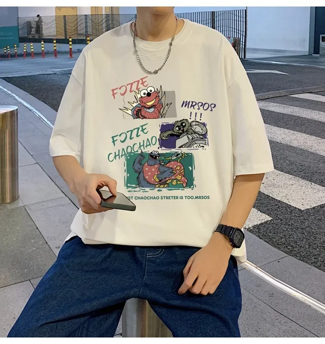 Men's Summer Oversized Cotton Street Tee Detail