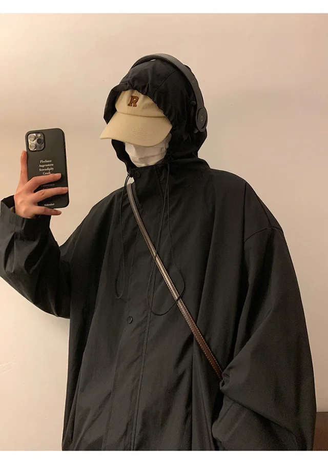 Autumn/Winter Men's HK Loose Casual Hooded Jacket Detail