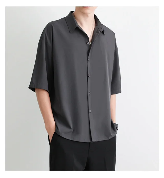 DK Men's Loose Cooling Black Shirt Detail