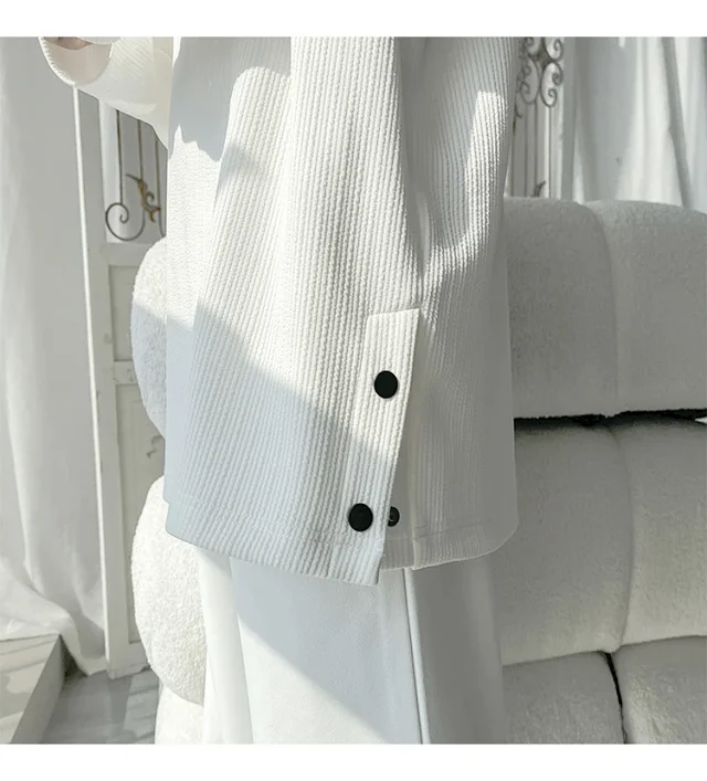 Men's Solid Textured Button-Front Long-Sleeve T-Shirt Detail