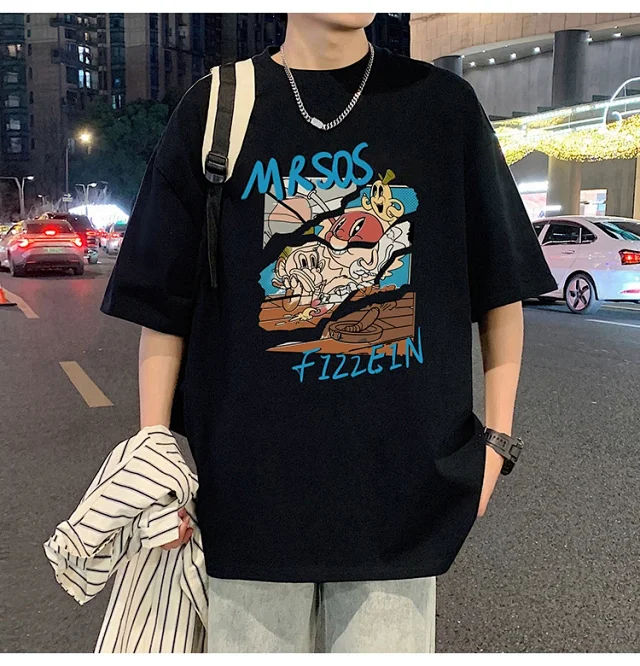 Plus Size Men's Summer Cartoon Tee Detail