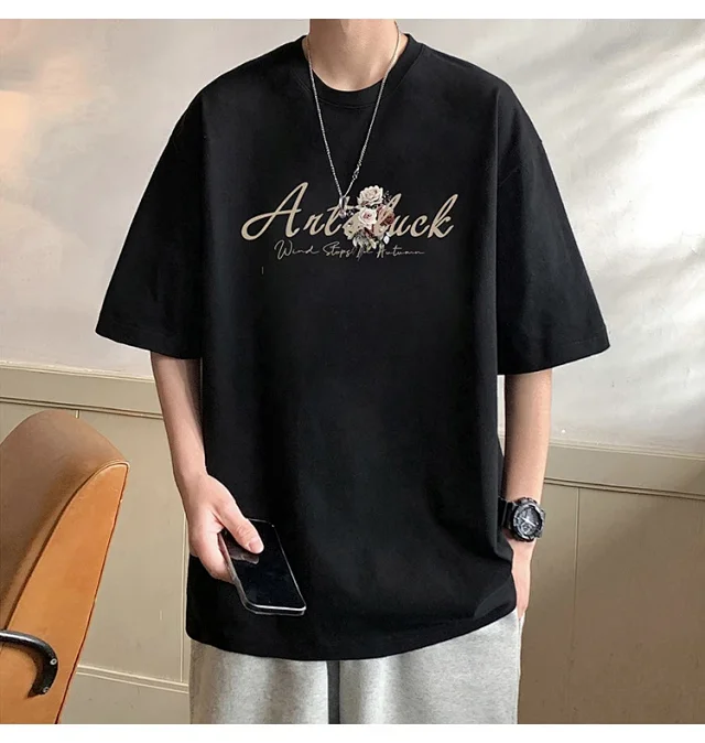 Men's New Summer Oversized Cotton T-Shirt Detail