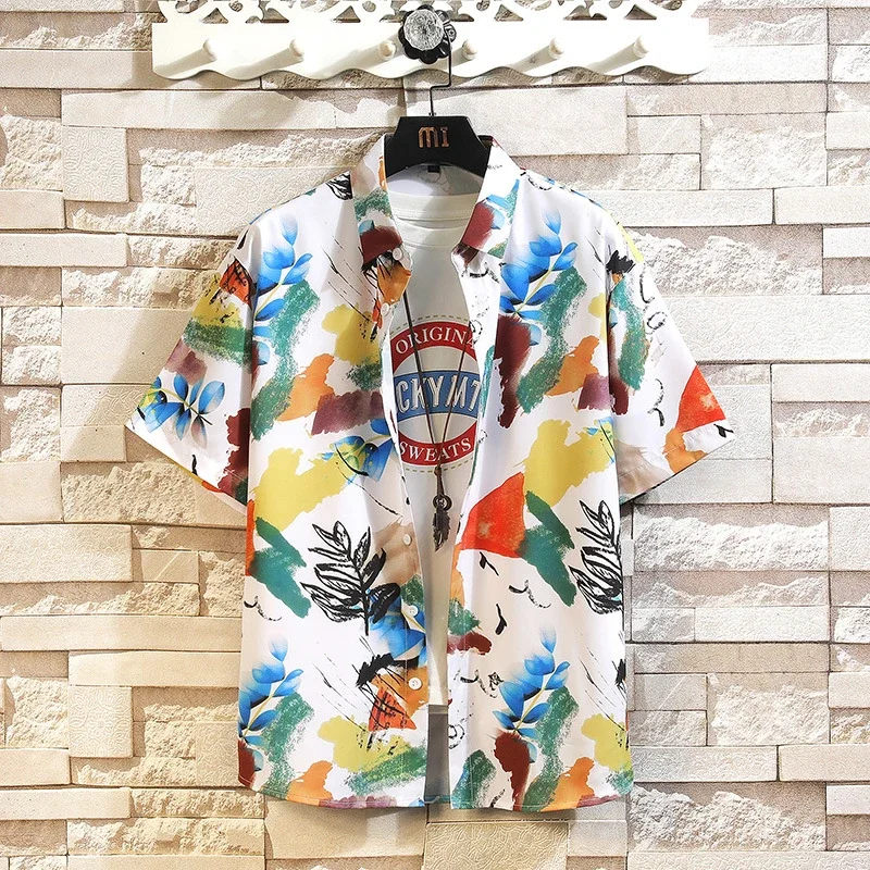 American Men's Loose-Fit Short-Sleeve Floral Shirt