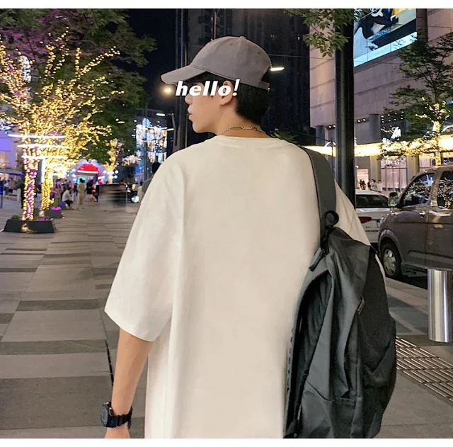 Men's Summer Oversized Cotton Street Tee Detail