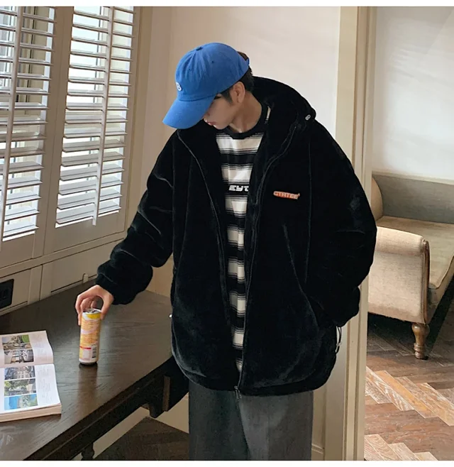 Men's Winter Sherpa Fleece Oversized Coat Detail
