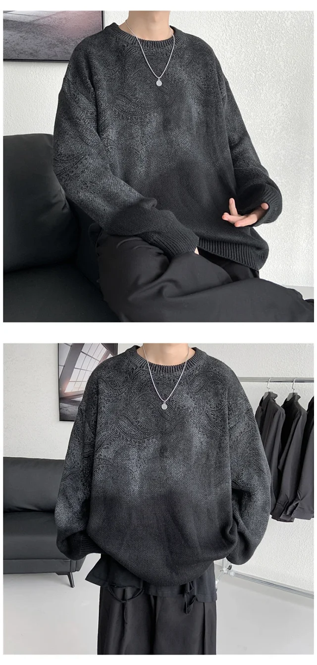 Men's Winter Paisley Tie-Dye Sweater Detail