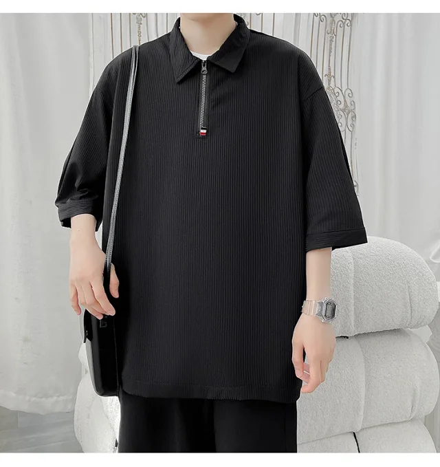 Men's Retro Quick-Dry Half-Zip Polo Detail