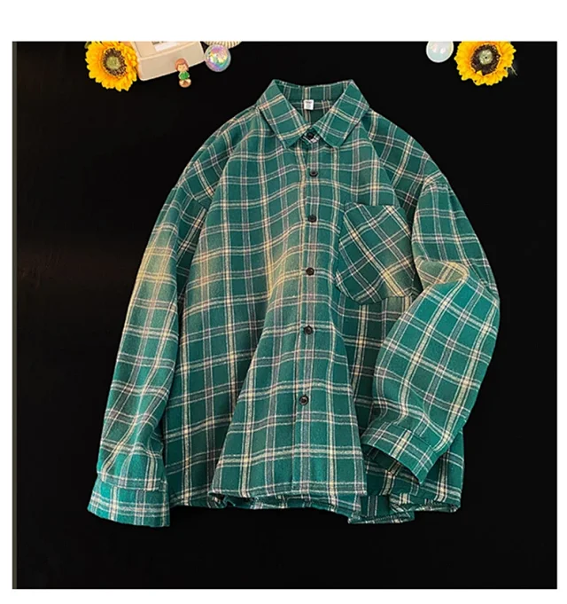 Men's Red Japanese Brushed Plaid Overshirt Detail