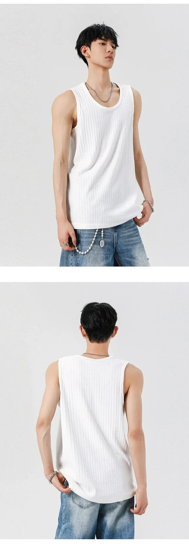 Men's Rayon Ribbed Relaxed Tank Top Detail
