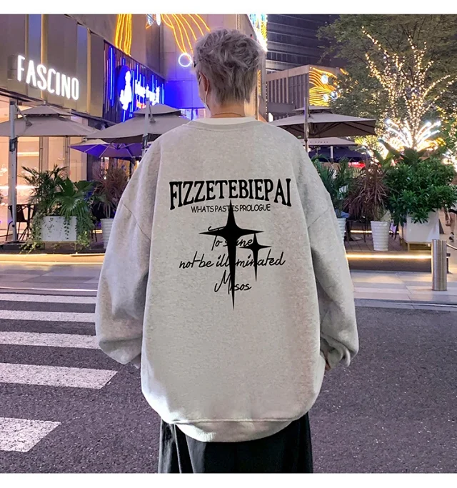 Unisex American Streetwear Crewneck Fleece Sweatshirt Detail