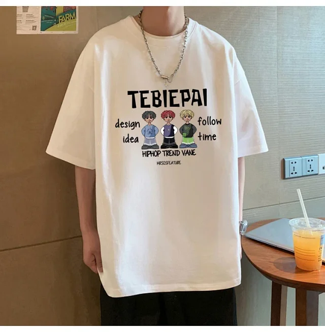 Men's Cotton Loose-Fit Sport T-Shirt Summer Detail