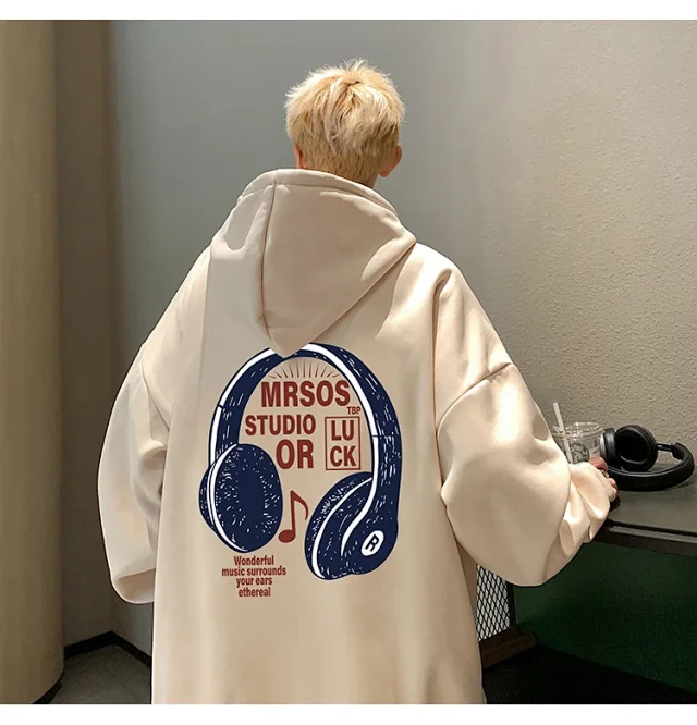 2025 Men's Cotton Hoodie (Hong Kong Style, Loose, Streetwear) Detail