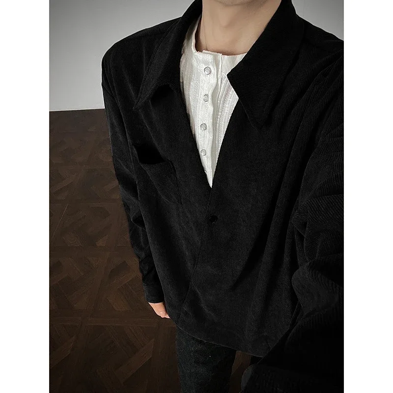 Men's French Style Long-sleeve Shirt in Maillard Lazy Wind