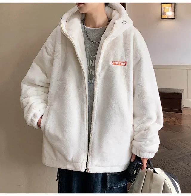 Men's Winter Sherpa Fleece Oversized Coat Detail