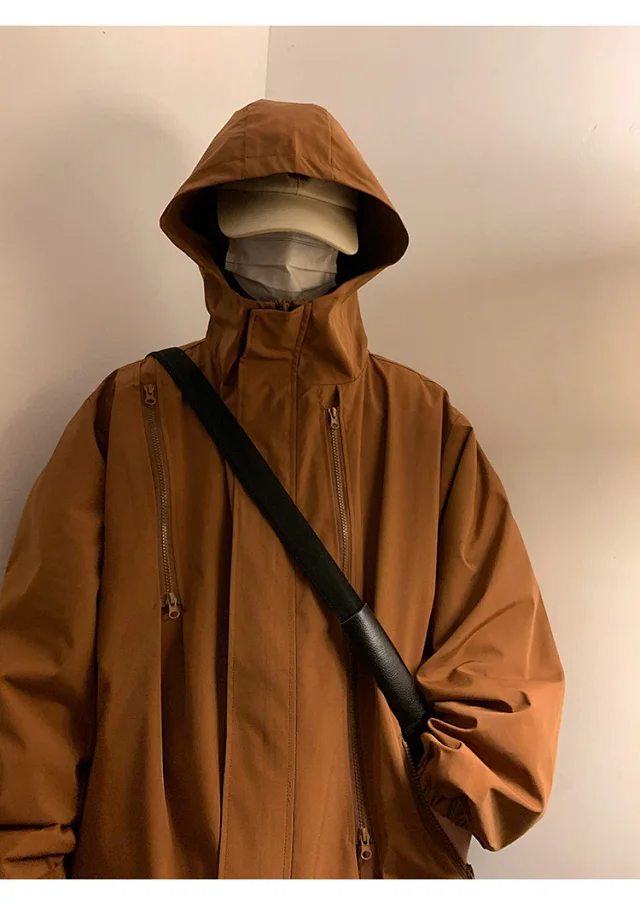 Men's HK Style A/W Loose Warm Hooded Jacket Detail