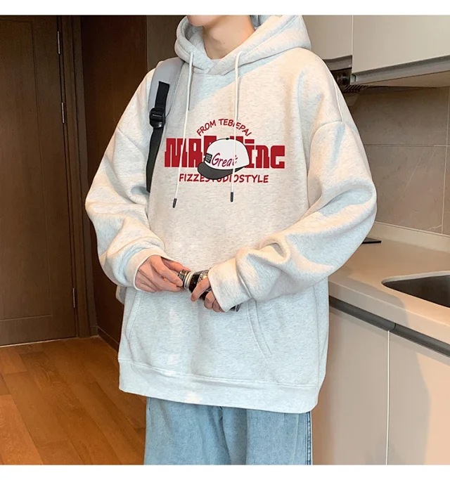 HK Style Men's Oversized Cotton Hoodie Detail