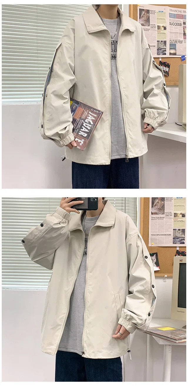 Men's Snap Button Hiphop Pilot Jacket Detail