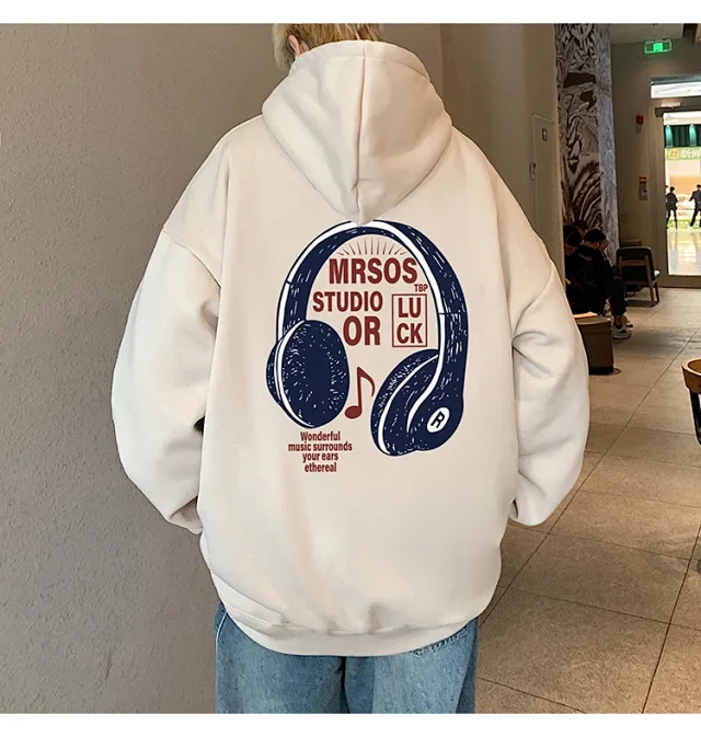 2025 Men's Cotton Hoodie (Hong Kong Style, Loose, Streetwear) Detail