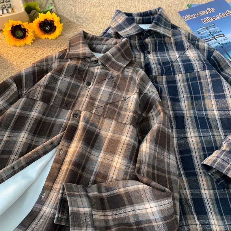 Men's Winter Fleece Retro Plaid Overshirt