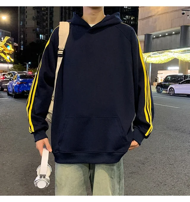 Men's Striped Oversized Casual Hoodie Detail