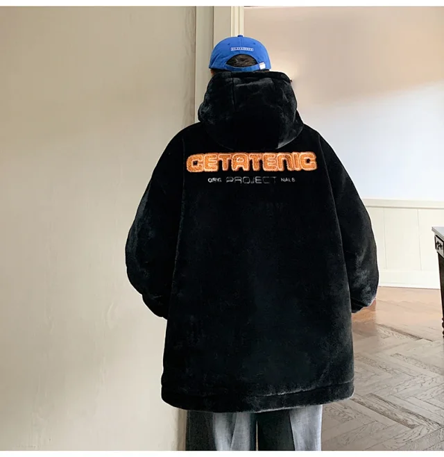 Men's Winter Sherpa Fleece Oversized Coat Detail