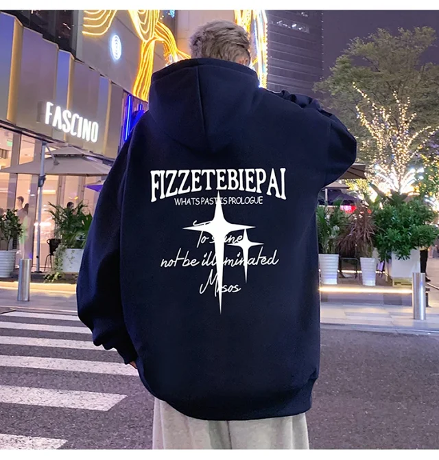 Men's Heavy Fleece Retro Hoodie Oversized Detail