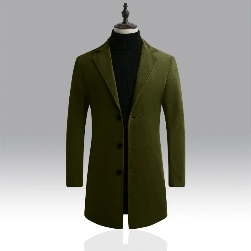 Men's AW21 Korean Slim Wool Dress Coat