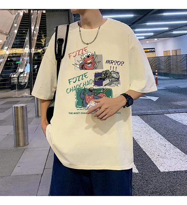 Men's Summer Oversized Cotton Street Tee Detail