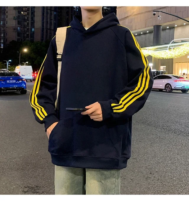Men's Striped Oversized Casual Hoodie Detail