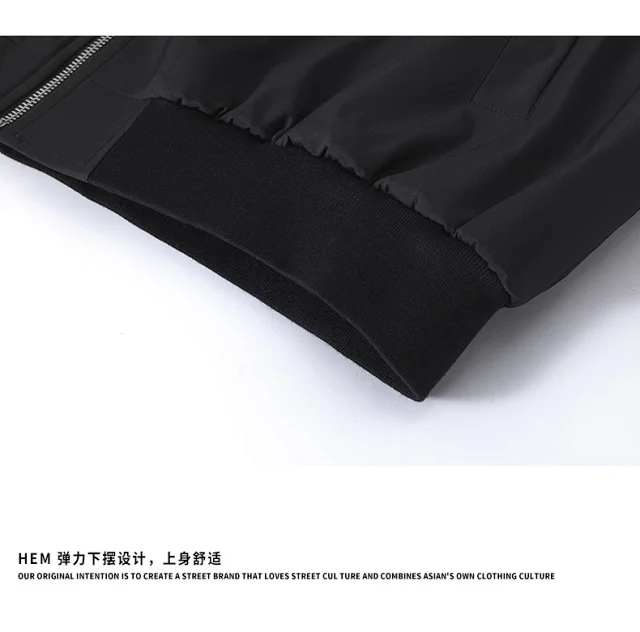 Unisex Short Bomber Jacket Loose Fit Detail