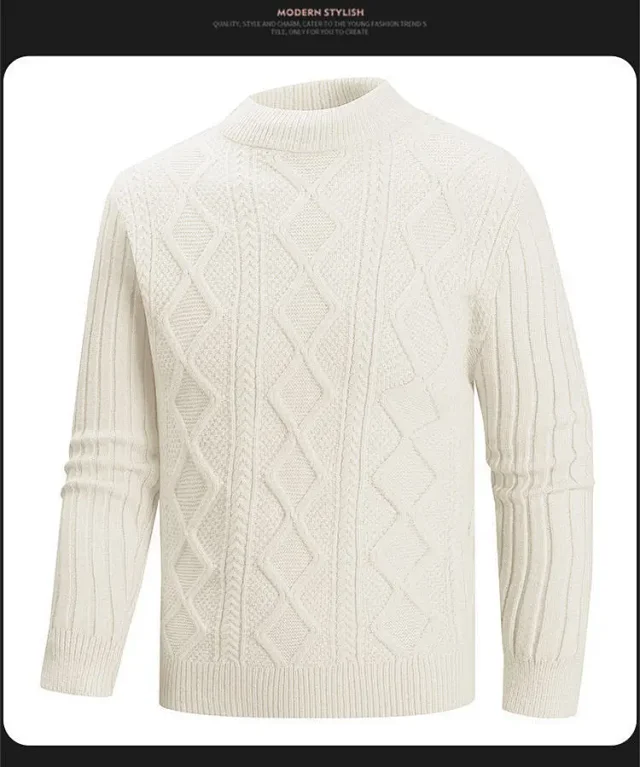 Men's Vintage Argyle Sweater Loose Fit Detail