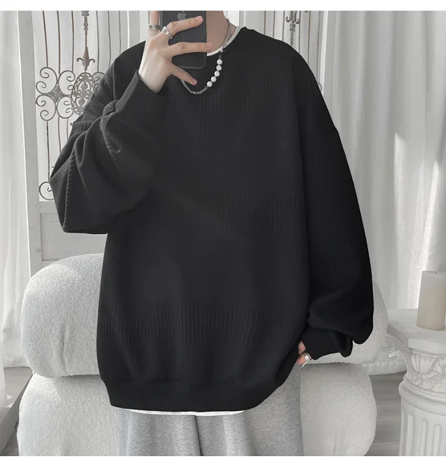 Men's Grey Jacquard Long Sleeve Tee Detail