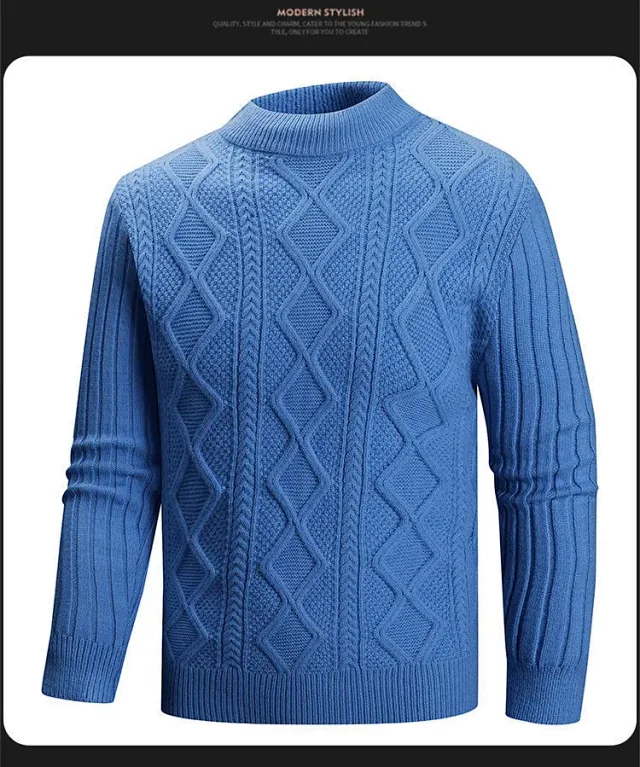 Men's Vintage Argyle Sweater Loose Fit Detail