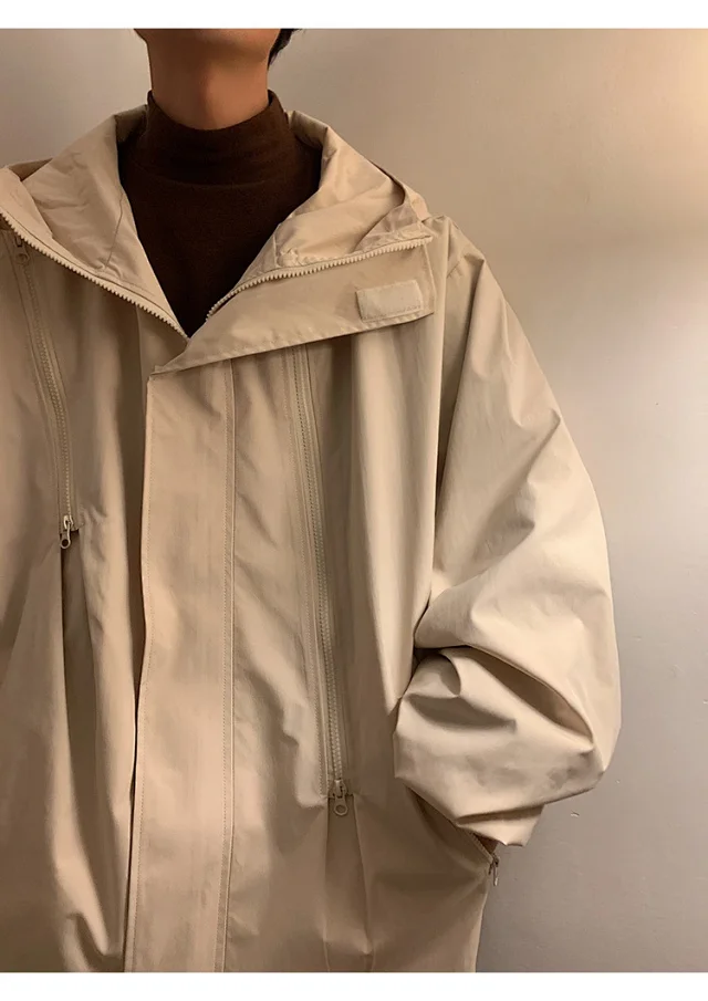 Men's HK Style A/W Loose Warm Hooded Jacket Detail
